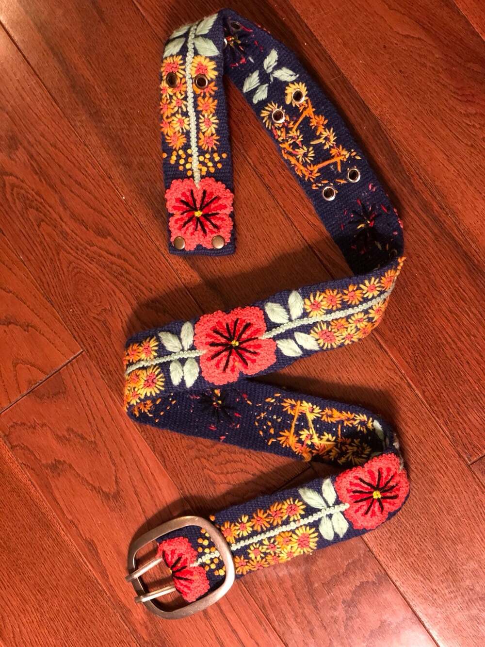 Jenny Krauss Sunshine Daydream Hand Embroidered Wool Belt Size S